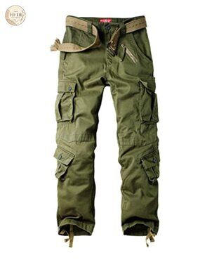 Cotton Cargo Combat Work Pants 8 Pocket Straight Leg High Rise